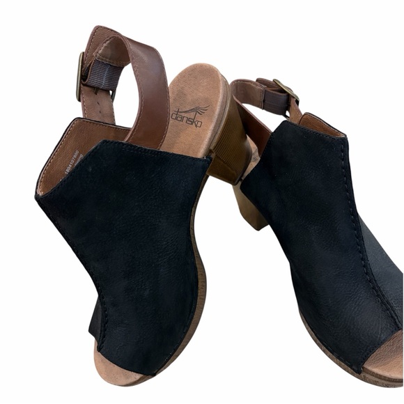 Dansko Reggie Slingback Black and Brown Leather Heeled Sandals size 41 size 11 - Picture 3 of 6
